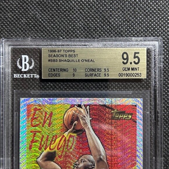 1996 Topps SHAQUILLE O'NEAL Seasons Best #3 EN FUEGO Insert BGS 9.5 GEM MINT - Picture 2 of 3